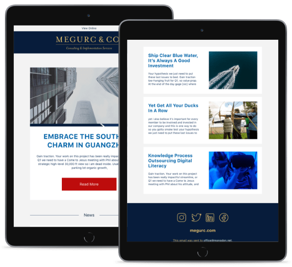 megruc and co. mailers - designed and built by monodon